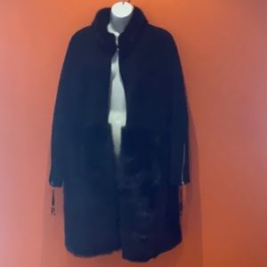 Oscar de la Renta Toscana & Mink Fur Reversible Shearling Coat sz8.